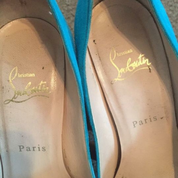 Turquoise Christian Louboutin Suede Heels - Picture 11 of 12